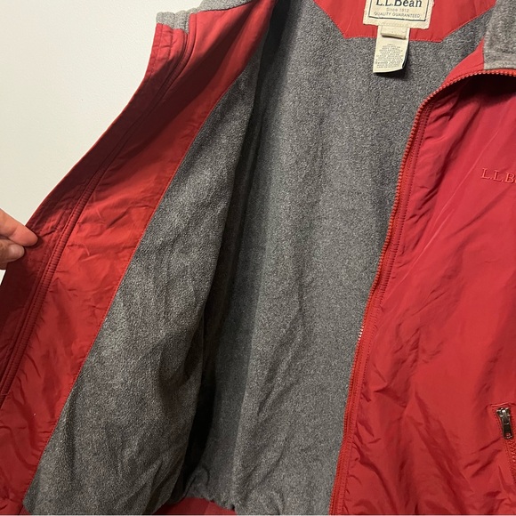 L.L. Bean Mens Warm Up Winter Red Jacket with Gray Collar Size Medium - Picture 5 of 9